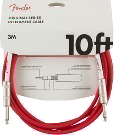  Fender Original Cable FR Jack 3m   - Comprimento: 3 m, Cobertura de 8 mm em PVC para evitar ruídos adicionais, Blindagem: 90% de cobre, Cor: Fiesta Red, 