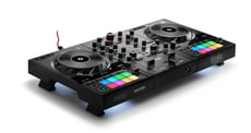 Hercules DJ Control Inpulse 500  - 16 pads RGB retroiluminados com 8 modos (Hot Cue, Loop, Slicer ...), Jog wheels grandes: 14 cm de diâmetro, Play / Pause, Cue, Shift, Sync, jog wheels com detecção de toque, Botões Vinil, Slip, Qua...