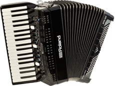 Roland FR-4X BK <b>Prestige</b> Acordeão Teclas Profissional  - Roland FR-4X BK Acordeão Eletrónico Teclas Preto com USB e MIDI, 37 Teclas Mão Direita + 120 Baixos Mão Esquerda + Sistema Som Potente, 100 Sons Acordeão + 162 Sons Orquestra + 32 Sons Orgão + Expa...