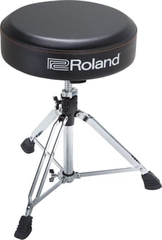 Roland RDT-RV Banco para Bateria com Assento Redondo em Vinil - Roland RDT-RV Banco de Bateria Premium com Assento Redondo em Vinil, Hardware cromado + 3 Pernas duplo estribo conferem estabilidade, Assento em vinil com ajuste de altura simplificado e eficiente,...