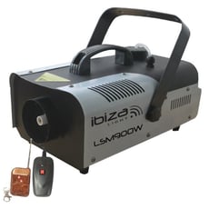 Ibiza LSM900W  - Máquina de fumos c/ 2 comandos, Tensão funcionamentoo: 230Vac, Capacidade reservatório: 1 Litro, Fluxo de saída: ± 50m³, 900W potência, Aquecimento em apenas 4 Minutos, Dimensões: 410 x 250 x 230mm...