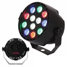 Ibiza  PAR-MINI-RGBW  - Projector c/ LEDs RGBW e efeitos de controlo, Número de LEDs: 12 LEDs c/ 1W potência, 3 LEDs Vermelhos, 3x Azuis e 3x Verdes, 3xbrancos, Som, MASTER-SLAVE, 7 canais DMX, Tensão funcionamento: 110-2...