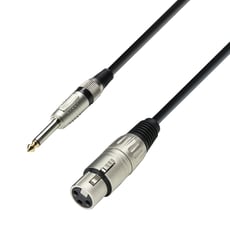 Adam hall K3MFP0100  B-Stock - Cabo de microfone XLR fêmea para 6,3 mm Jack mono, Comprimento: 1m, Cabo não balanceado, 