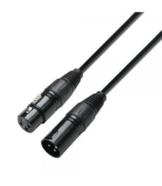 Adam hall K3DMF0600 6m  - Cabo de dados DMX altamente flexível com plugues XLR de três pinos., Comprimento 6 m, Cor preta, Diâmetro do cabo 5,8 mm, Seção transversal do condutor central 0,22 mm², Impedância de surto 80 ohm ...