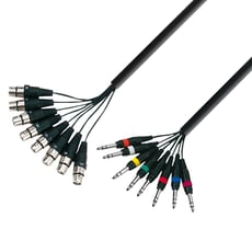 Adam hall K3L8FV0300  - Canais 8, Comprimento 3 m, Cor preta, Diâmetro do cabo 12,8 mm, Seção transversal do condutor central 0,23 mm², Conector 1XLR, 