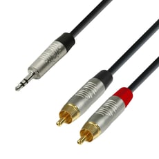 Adam hall K4 YWCC 0600  - Adam Hall Cables K4 YWCC 0600, Cabo de Audio REAN de Minijack 3,5 mm stéreo a 2 RCA macho 6 m, 