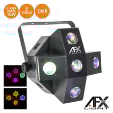Afx Light   Projector Luz c// 5 LEDS 10W RGBW + 5 GOBOS DMX MIC COMET-GOBO - Projector Luz LED RGBW c/ 5 lentes, Número LEDs: 5 LEDs RGBW c/ 10W, Tensão funcionamento: 230Vac, 5 Gobos, Modos: auto, por som, Master-Slave e DMX, 4/9 Canais DMX, controlo remoto, Peso: 3.00 kg, 