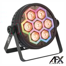 Afx Light   Projector Par c/ 7 LEDS 10W RGBW Strobe DMX CLUB-KALEDO - Projector c/ LEDs RGBW, Número de LEDs: 7 LEDs c/ 10W potência, 7 LEDS RGBW, Efeito estrobosópio, Automático, MASTER-SLAVE, 17 canais DMX, Alimentação: 90-240V~50/60Hz, Dimensões: 265x117x213mm, ...