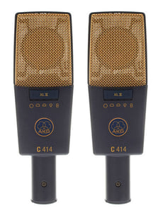 AKG C414 XLII Stereo Set  - Microfone com membrana grande AKG C414 XLII Stereo Set, 2x microfone grande condensador, De diafragma com padrões 9x polares( cardióide , cardióide ampla , oito, hiper- cardióide , omni padrão 4 mi...