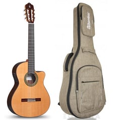 Alhambra 5P CW E8 incl. Gig Bag  - Forma do corpo: Classica com Cutaway, Tampo em Cedro solido (Solid Red Cedar), Fundo e ilhargas em Indian Rosewood, Braço em Mogno reforçado com madeira de Ébano, Escala em Ebano, Escala: 650mm (25...