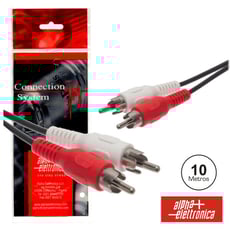 Alpha Elettronica 2-RCA MACHO / 2-RCA MACHO PVC 10M - Cabo de Áudio RCA de Alta Fidelidade, 2RCA Macho / 2RCA Maho, Cabo estruturado em PVC, Comprimento: 10 Metros, Fornecido em Bulk, 