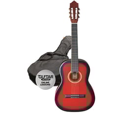 Ashton  Pack Guitarra Clássica 1/2 - TRB  - TIPO: Clássico, FORMA: 1/2 Tamanho, STRINGS: 6 cordas, PARTE SUPERIOR E LADOS: Basswood, FINGERBOARD: Painted Maple, COR: Transparent Red Burst (TRB), 