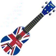 Ashton  UKE 110 UK  - Corpo: linden, Tamanho do corpo: cavaquinho soprano, Escala digital: compósito SmartWood, Mecanismo de ajuste: aberto, Revestimento: na cor da ferramenta, Desenho de cores: Reino Unido - bandeira b...