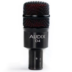 Audix D4  - Microfone especial, Para timbalões e bumbo, Microfone dinâmico profissional, Padrão polar hipercardióide, Faixa de frequência: 38 - 19.000 Hz, Impedância: 200 Ohm, 