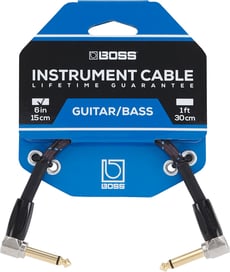 BOSS BIC-PC Cabo Patch Jack mono Premium 15cm para Pedalboards - BOSS BIC-PC Cabo de Patch com 15cm comprimento para Pedalboards, Cabo de Patch de Alta-qualidade para ligações de pedais, Fichas: 1x Jack angulado mono / 1x Jack angulado mono, Comprimento: 15cm, F...