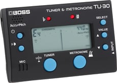 BOSS TU-30 <b>Afinador e Metrónomo Cromático</b> - BOSS TU-30 Afinador e Metrónomo Cromático Premium para Guitarra Eléctrica, Baixo, Ukulele, Campeão de Vendas em Portugal, Unidade compacta e versátil com Afinador e Metrónomo, Suporta afinação crom...