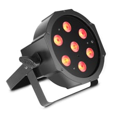 Cameo Flat PAR 1 RGBW IR Bk B-Stock  - Compartimento de ABS plano e compacto, Tipo de LED: LEDs 7 x 4 W RGBW 4 em 1, Ângulo de feixe: 30 °, Iluminância: 8400 Lx a 1m, Auto, Som, Master / Slave e modo DMX, Número de canais DMX: 2 / 3-1 /...