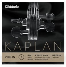 D´Addario Kaplan KS311W Non Whistling E String  - 4/4 medium, Corda única com carácter tonal quente e volumoso, 