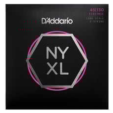 Daddario  NYXL45130SL Bass Set - Medidores: 0,045, 0,065, 0,080, 0,100, 0,130, Para escala super longa, Luz normal, Ferida redonda de níquel, Núcleo de cordas NY Steel para maior vida útil e estabilidade de afinação aprimorada, 