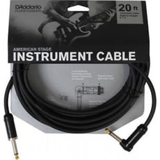 Daddario  PW-AMSGRA-20 6.10 m - Ideal para guitarra ou baixo, Série de palco americana, Monojack reto de 6,3 mm para monojack de 6,3 mm, Conector GEOTIP (fabricado pela Neutrik), Comprimento: 6,10 m, Cor: Preto, 