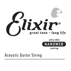 Elixir .024 Western Guitar  - Corda Única para Guitarra Acústica, O revestimento patenteado Nanoweb das cordas Elixir evita que a sujeira e o suor se depositem nas bobinas da corda, garantindo que o som seja mantido mesmo depoi...