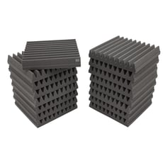 EQ Acoustics   Classic Wedge 30cm Tile grey  - Conjunto de 16 peças, Os ladrilhos de espuma acústica melhoram a acústica da sala, absorvendo as ondas sonoras de média e alta frequência, Ideal para estúdio de gravação, cabine vocal, home cinema,...