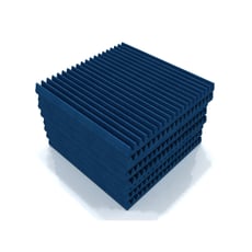 EQ Acoustics   Classic Wedge 60cm Tile blue  - Conjunto de 8 absorvedores de espuma acústica, Os ladrilhos de espuma acústica melhoram a acústica da sala, absorvendo as ondas sonoras de média e alta frequência, Ideal para estúdio de gravação, c...