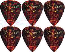 Fender  Classic Celluloid Pick Shell M 6 pack - Conjunto compre na egitana.pt de seleção de celulóide clássico, Espessura: Shell médio, Forma clássica 351, Conjunto com 6 palhetas, 
