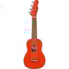 Fender  Limited Edition Venice Fiesta Red  - Ukulele soprano, Ponte de passagem, 4-in-line Tele headstock, Especificações, Cor do corpo: Fiesta Vermelho, Acabamento Corporal: Acetinado, 