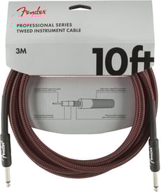 Fender Professional Series Red Tweed Jack 3m  - Jaqueta de arame de diâmetro externo de 8mm, 22 AWG, 95% OFC blindagem em espiral, Conectores niquelados, Apoiado por uma garantia vitalícia, 
