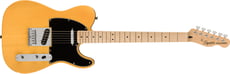 Fender Squier Affinity Series Maple Fingerboard Black Pickguard Butterscotch Blonde - Corpo: Choupo com Acabamento Poliuretano Brilhante, Pescoço: Maple com formato C, acabamento de uretano acetinado e face do cabeçote de uretano brilhante, Comprimento da escala: 25,5 (648 mm), Esca...