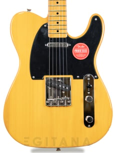 Fender  SQ CV  50s Telecaster MN Butterscotch Blonde - Corpo em Pinho (Pine), Braço aparafusado em maple, Escala em maple, Perfil do braço em C, Raio: 241mm, Escala: 648 mm (25.51), 