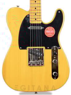 Fender  SQ CV  50s Telecaster MN Butterscotch Blonde - Corpo em Pinho (Pine), Braço aparafusado em maple, Escala em maple, Perfil do braço em C, Raio: 241mm, Escala: 648 mm (25.51), 