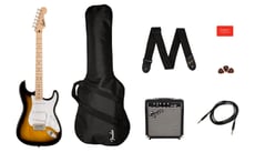 Fender Squier Sonic Stratocaster Pack 2-Color Sunburst - Squier Sonic Stratocaster, Amplificador Squier Frontman 10G, Gig bag acolchoada, cabo de instrumento, alça, palhetas, Assinatura Fender Play de 3 meses, 