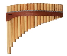 Gewa Panpipes G-Major 18 Pipes  - Sol Maior, 18 Pipes, Forma curvada, Cinto de madeira, Intervalo: G '- C' '' ', Afinação limpa, 