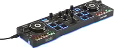 Hercules DJ Control Starlight  - Controlador de DJ com interface de áudio USB integrada, Detecção de pressão nas jog wheels, Botões e botões sólidos, Saída principal: 3.5mm mini jack stéreo, Saída de fone de ouvido: mini jack stér...
