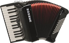 Hohner  BR48B-N Bravo Piano Accordion 26-Key/48 Bass Black B-Stock - Modelo Bravo II 48, Cor preta, Padrão de qualidade da placa de palheta, número de notas 26, Classe cromática, Teclas de piano 26, 