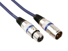 HQ Power PAC101 1m  - Cabo DMX XLR 3P Macho / XLR 3P Fêmea 1M HQ POWER PAC101, Cabo profissional p/ controlo DMX, XLR 3P Macho / 3P Fêmea, Impedância: 100~110 Ohms, Conectores dourados, Condutores livres de oxigénio (OF...
