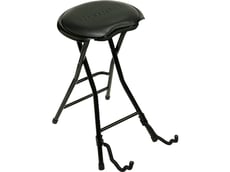 Ibanez IMC50FS Guitarist Throne  - Banco dobrável para guitarrista / baixista, Com suporte do instrumento fold-out, Ibanez logo no assento, Altura: 650 mm, Cor: preto, 