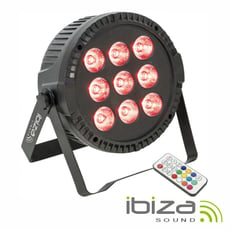 Ibiza  Projector Par c/ 9 Leds 6W RGBW DMX - Projector c/ LEDs RGBW e efeitos de controlo, Número de LEDs: 9 LEDs c/ 6W potência, 9 LEDs RGBW 3 em 1, Automático, MASTER-SLAVE, 8 canais DMX, Tensão funcionamento: 110-240V~50/60Hz, Dimensões: 1...