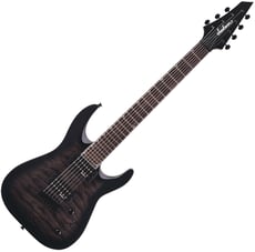 Jackson  JS Dinky Arch Top JS22Q-7 DKA HT AH Transparent Black Burst B-Stock - Material do corpo: choupo, Acabamento corporal: brilho, Cor: Preto Transparente Burst, Material do pescoço: bordo, Acabamento do pescoço: cetim, Material da escala: amaranto, 