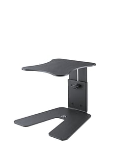 K&M 26772 Table Monitor Stand  - Dimensões da base: 214 x 214 mm, Placa de rolamento: 150 x 170 mm, Altura: de 167 a 254 mm, Ajuste de altura: contínuo, Construção da perna: placa de aço plana, Material: aço, 