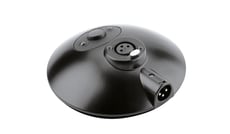 K&M 29377  - Base compacta e estilizada em zinco, Conectores de 3-Pinos XLR, Phantom Power de 48V requer fonte externa, 2 LED's indicando o estado de operação ( push-to-talk ), Dimensões: diametro: 130 mm, Altu...