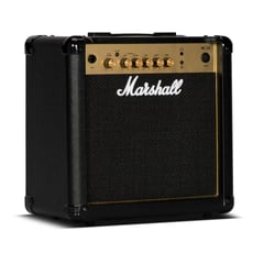 Marshall  MG15G - Potência: 15 W RMS, Alto-falante de 8, 2 canais (limpo e overdrive), Funções de equalização de três bandas em ambos os canais, MP3/entrada de linha, Saída de fone de ouvido emulada, 
