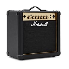 Marshall  MG15GR - 2 canais: Clean e Overdrive, Potência: 15 W RMS, Equipamento: Alto-falante de 8, O controle de tom de 3 bandas funciona em ambos os canais, Ressonância, MP3 / entrada de linha, 