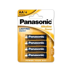 Panasonic Pack 4 Pilhas Alcalinas AA LR06 1.5V  - Multivoltagem: 1.5V DC, Dimensões: Ø14.2x50 mm, Tª Ambiente Trabalho: -20°C ~ +40°C, Bateria: 2800 mAh, Garantia: 2 Anos, Certificados: CE & RoHS, 