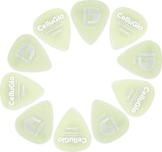 Planet waves 1CCG2-10 Cellu-Glo Picks Light  - Bitola: 0,50 mm, Superfície antiderrapante, Superfície fluorescente, Conjunto de 10 peças, 