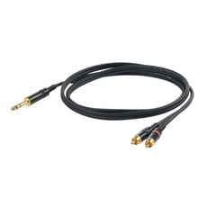 Proel CHLP300LU3 3m  - Cabo em “Y”, jack stereo YONGSHENG Ø 6,3 mm - RCA, Comprimento: 3 metros, Cores disponíveis: Preto., 