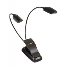 Proel  MSLL06  - Luz de suporte de música LED com dois pescoços de ganso de metal flexíveis, cada um com três LEDs de alta eficiência energética., Equipado com um grampo acolchoado para um acoplamento simples e ver...