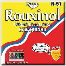 Rouxinol R-51 (CAVAQUINHO BRASILEIRO)  - Jogo de cordas para cavaquinho brasileiro em aço inoxidável. Acabamento com laço. Oferta de palheta., 